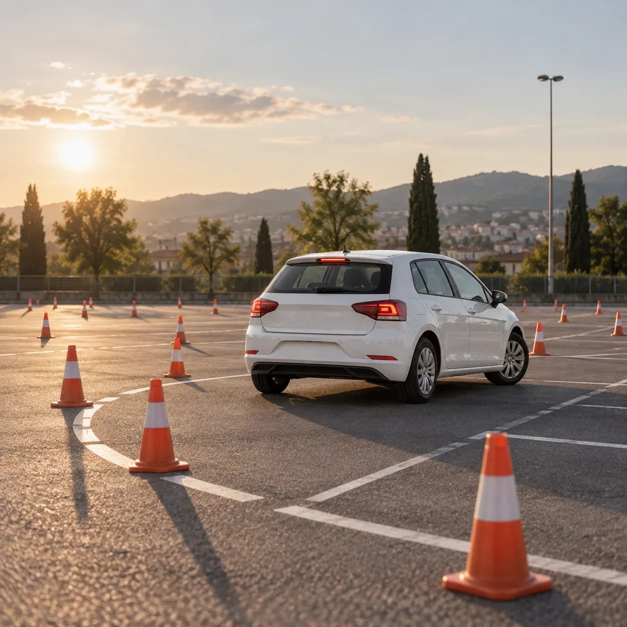 Sakin bir mahalle yolunda gerçekleşen sürüş dersi